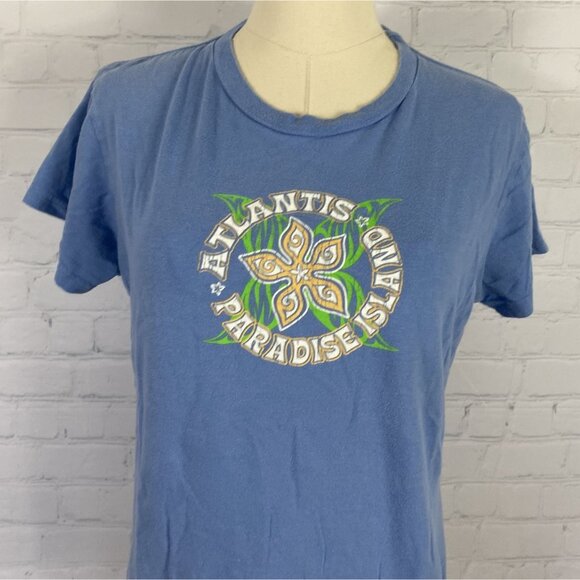⭐ 3/$15 Atlantis By Camp David Blue Paradise Island Floral Graphic Tee L - Picture 3 of 7